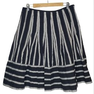 Talbots Full Midi Skirt Embroidered Stripes Pleats Boho Folk Festival Cotton 12